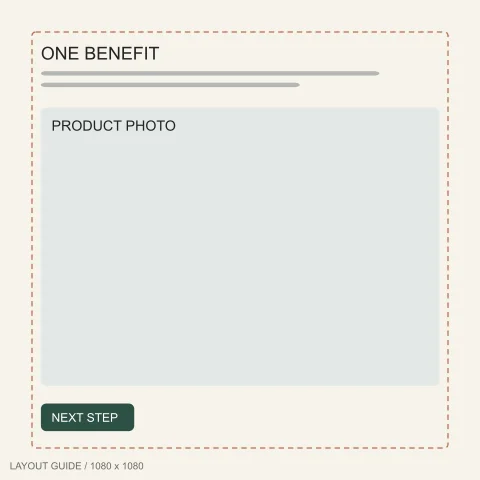 Static ad template: Centered product ad template, 1080 by 1080 pixels