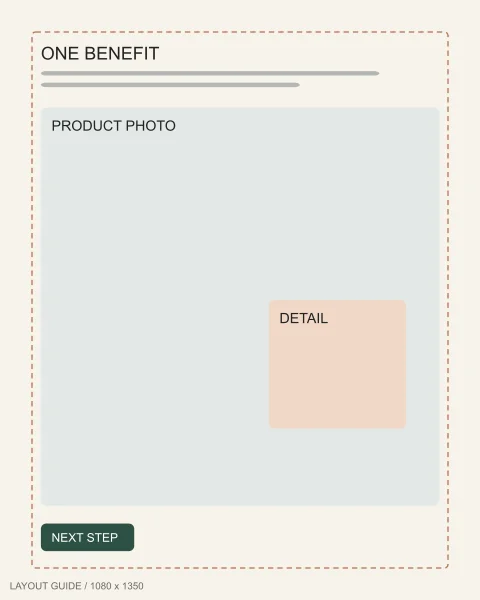 Static ad template: Product detail template, 1080 by 1350 pixels
