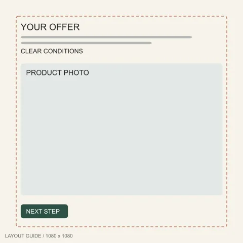 Static ad template: Discount headline template, 1080 by 1080 pixels