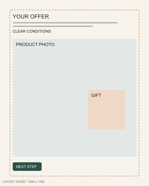 Static ad template: Gift-with-purchase template, 1080 by 1350 pixels