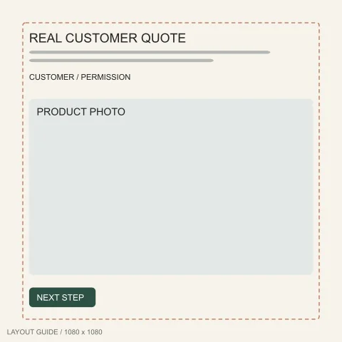 Static ad template: Customer quote ad template, 1080 by 1080 pixels