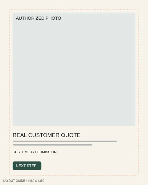 Static ad template: Customer portrait template, 1080 by 1350 pixels